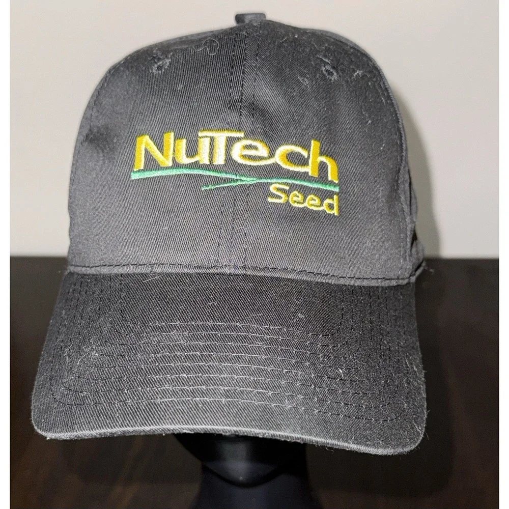 NuTech Seed Black Trucker Hat Baseball Cap Adjustable Raised 3D Logo Headliner V